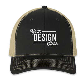 Richardson Snapback Trucker Hat - Color: Black / Vegas Gold