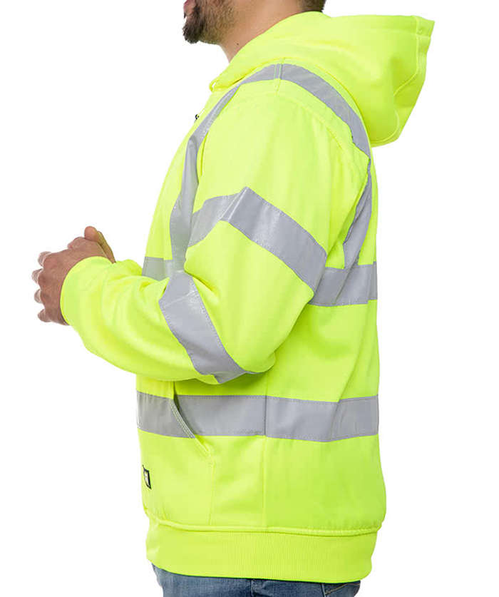 Berne Hi-Vis Class 3 Lined Full-Zip Hooded Sweatshirt