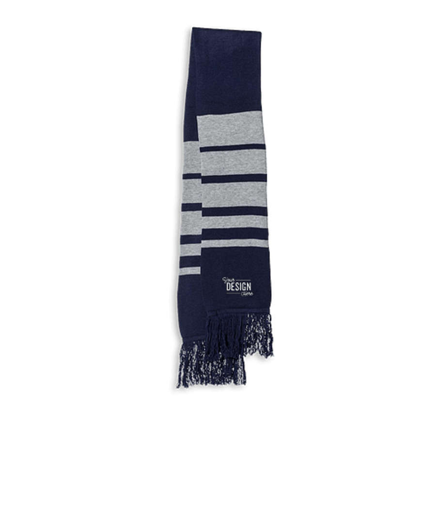 Sportsman Soccer Knit Scarf in Navy / Heather Gray