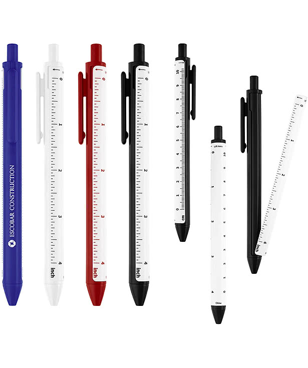 Straight Line Ballpoint Pen with 4" Ruler