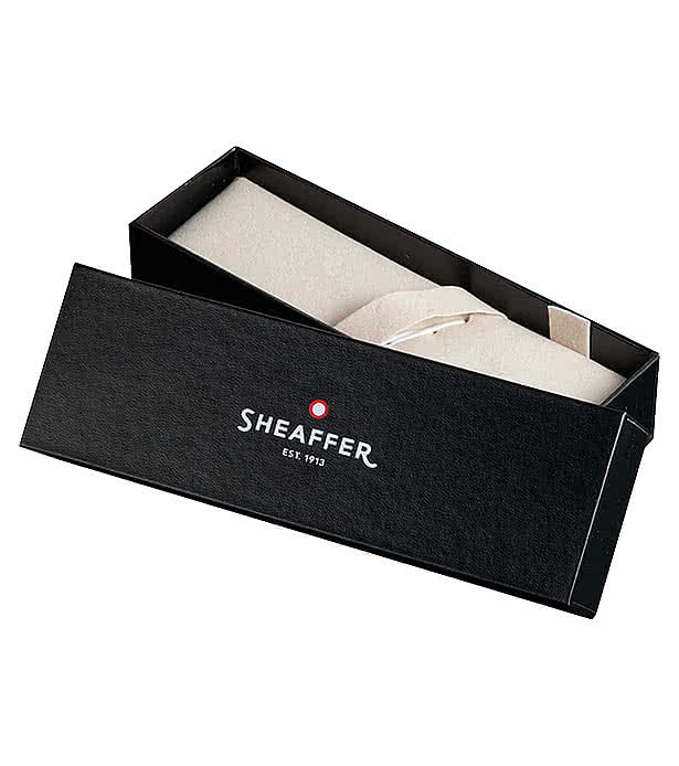 Laser Engraved Sheaffer 100 Glossy Black and Chrome Ballpoint Pen (blue ink)