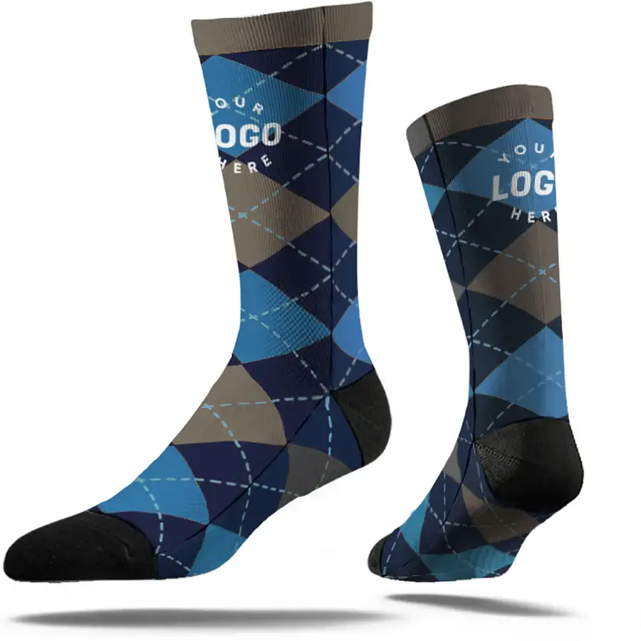 Argyle Crew Socks with sublimated custom pattern
