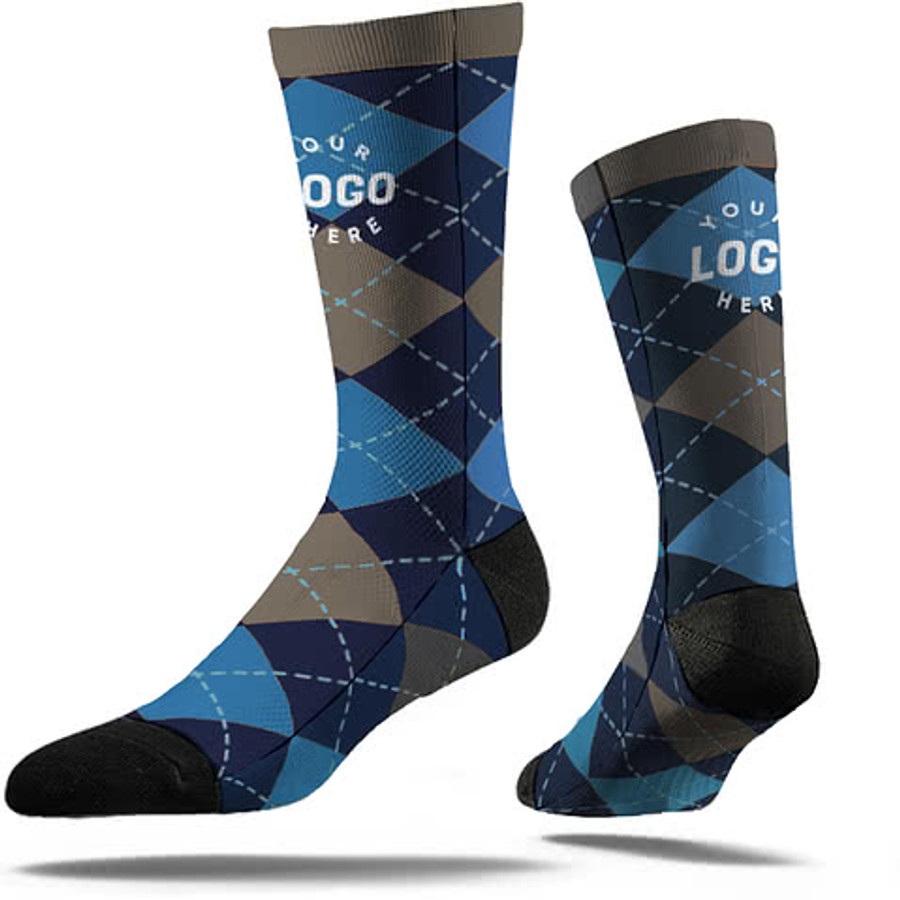 Argyle Crew Socks in Black