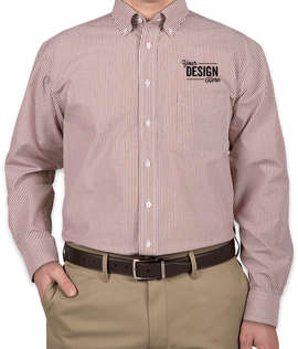 Devon & Jones Banker Stripe Dress Shirt - Color: Burgundy