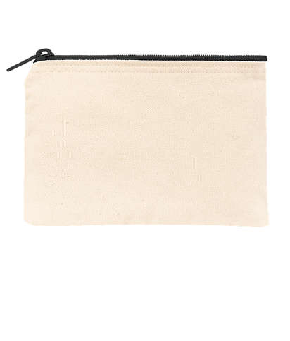 Small Natural Canvas Pouch with Colored Zipper - Natural / Black 