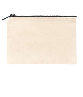 Small Natural Canvas Pouch with Colored Zipper - Color: Natural / Black