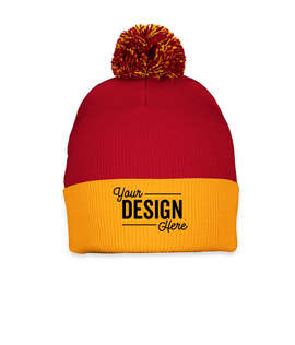 Sportsman Pom Pom Beanie - Color: Red / Gold