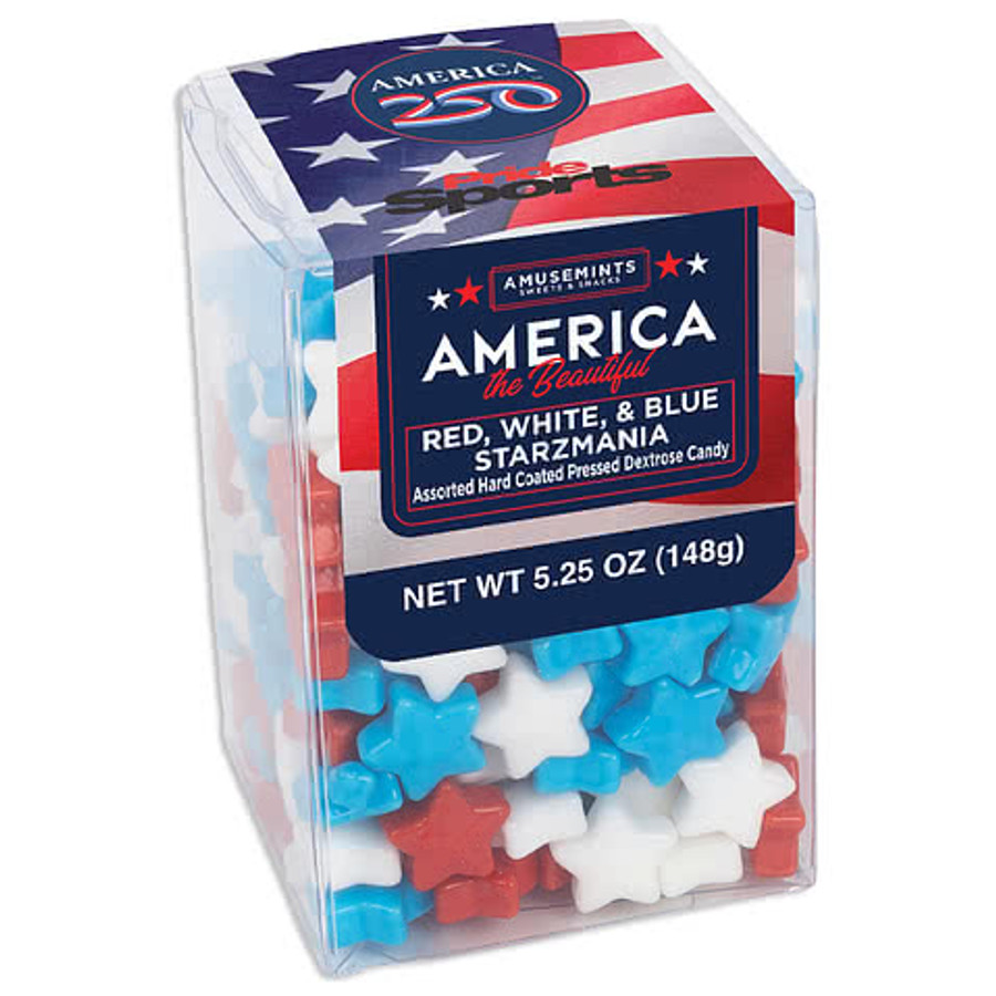 Full Color America250™ Patriotic Starzmania Candies in Red, White and Blue