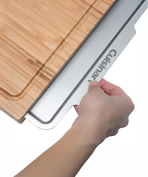 Laser Engraved Cuisinart Outdoors Bamboo Cutting Board with Hidden Tray