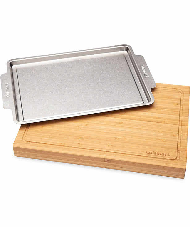 Laser Engraved Cuisinart Outdoors Bamboo Cutting Board with Hidden Tray