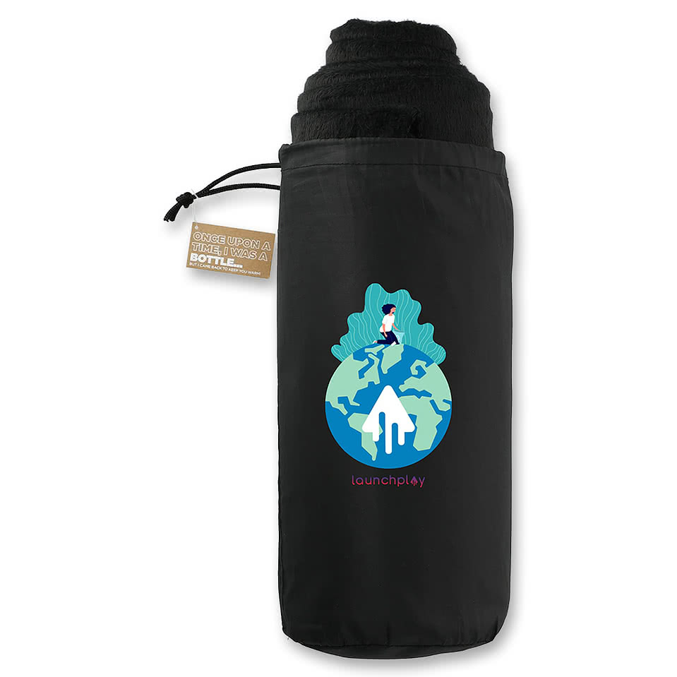 100% Recycled Fleece Blanket with Recycled Pouch