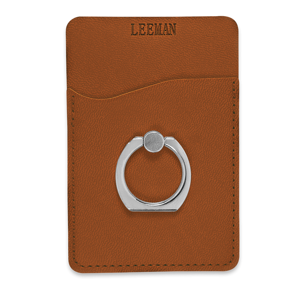 Debossed Tuscany Phone Wallet with Metal Ring Phone Stand-default