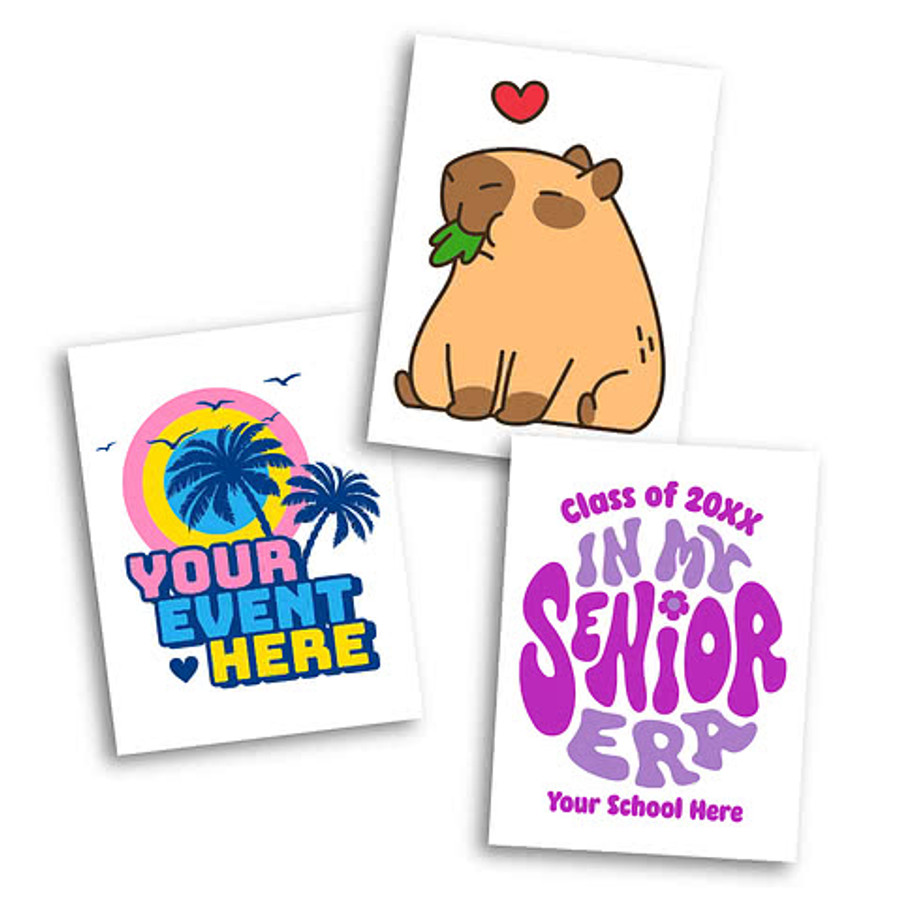 Full Color 3" x 4" Classic Custom Temporary Tattoo (Set of 200) in Clear
