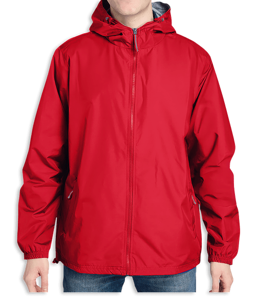Charles River Portsmouth Hooded Windbreaker Jacket in Red