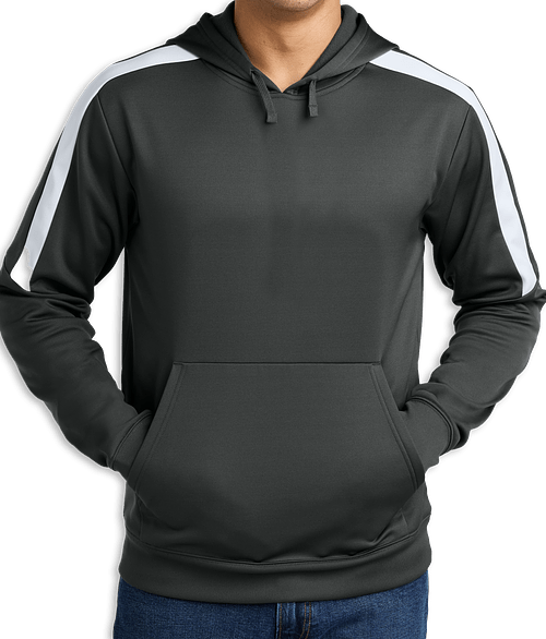 Sport-Tek Sport-Wick United Performance Pullover Hoodie in Iron Grey / White