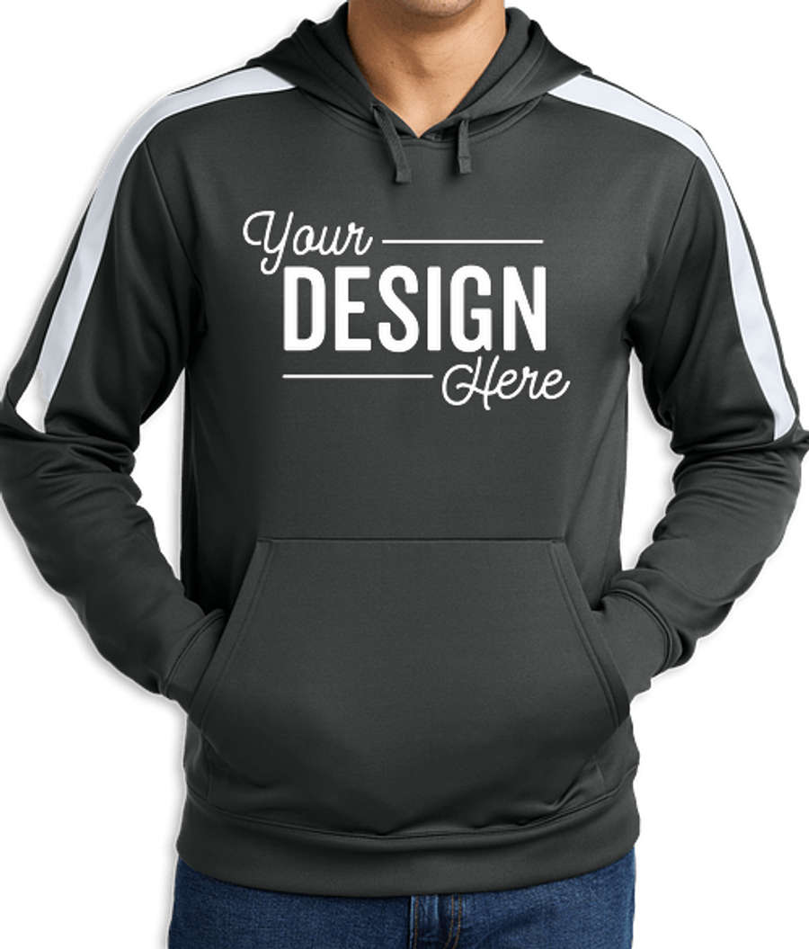Sport-Tek Sport-Wick United Performance Pullover Hoodie in Iron Grey / White