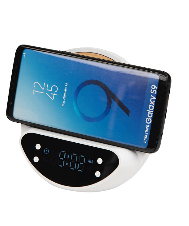 Laser Engraved 10W Bamboo Wireless Charger and Digital Clock