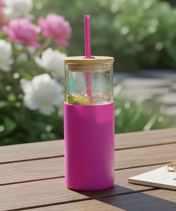18 oz. Stirling Glass Tumbler with Straw