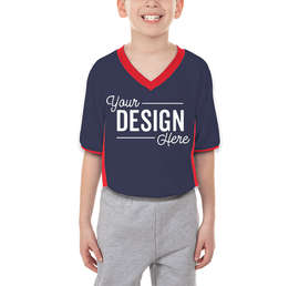 Augusta Youth Cutter+ UPF 50 V-Neck Jersey - Color: Navy / Red
