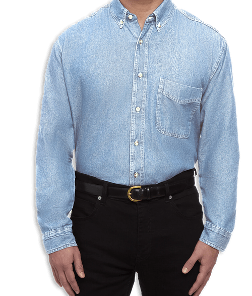 Blue Generation Pocket Long Sleeve Denim Shirt in Faded Blue
