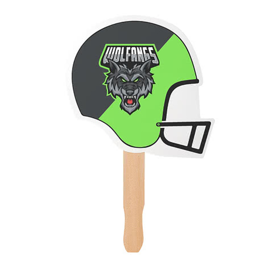 Full Color Helmet Shaped Hand Fan in Charity Pink