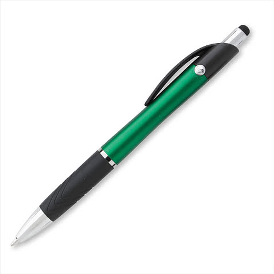 Full Color Souvenir Emblem Ballpoint Stylus Pen (black ink) in Silver