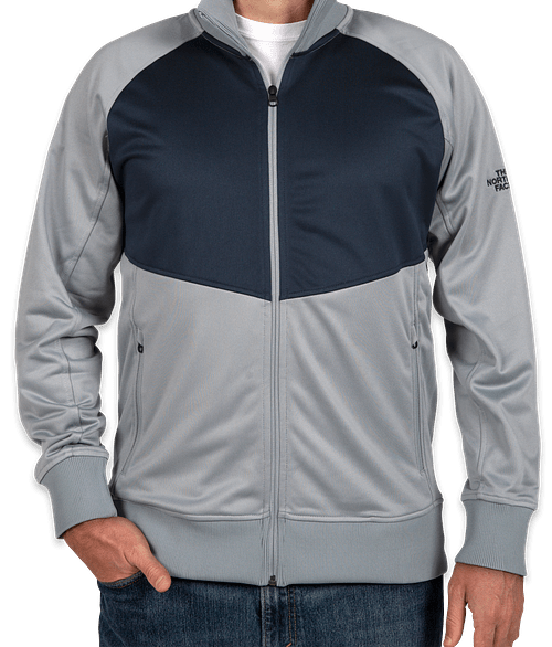 Custom 6ct. Custom The North Face Color Blocked Tech Full-Zip Fleece Jacket - Mid Grey Urban Navy - Size L- 1-Color Text or Art Design