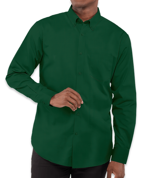 Elevate Wilshire Twill Long Sleeve Dress Shirt in Forest Green