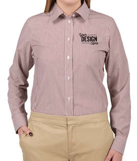 Devon & Jones Women's Banker Stripe Dress Shirt - Color: Burgundy