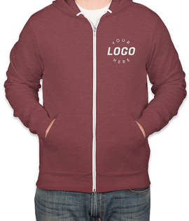 Embroidered Bella + Canvas Ultra Soft Zip Hoodie - Color: Heather Maroon