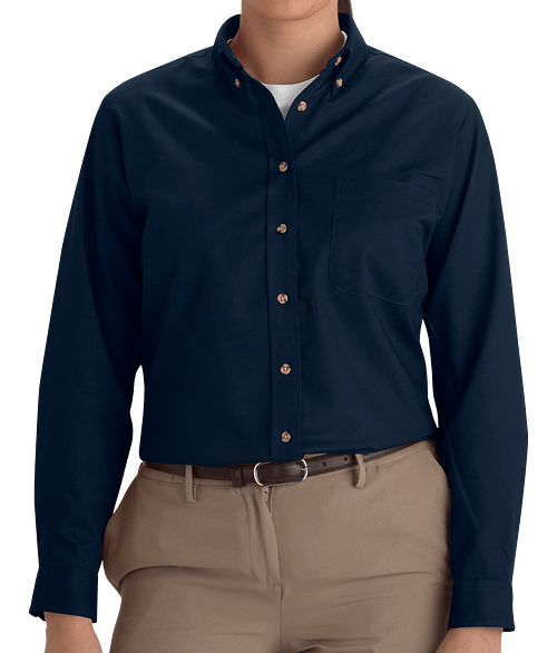 Edwards Women's Easy Care Poplin Dress Shirt in Navy