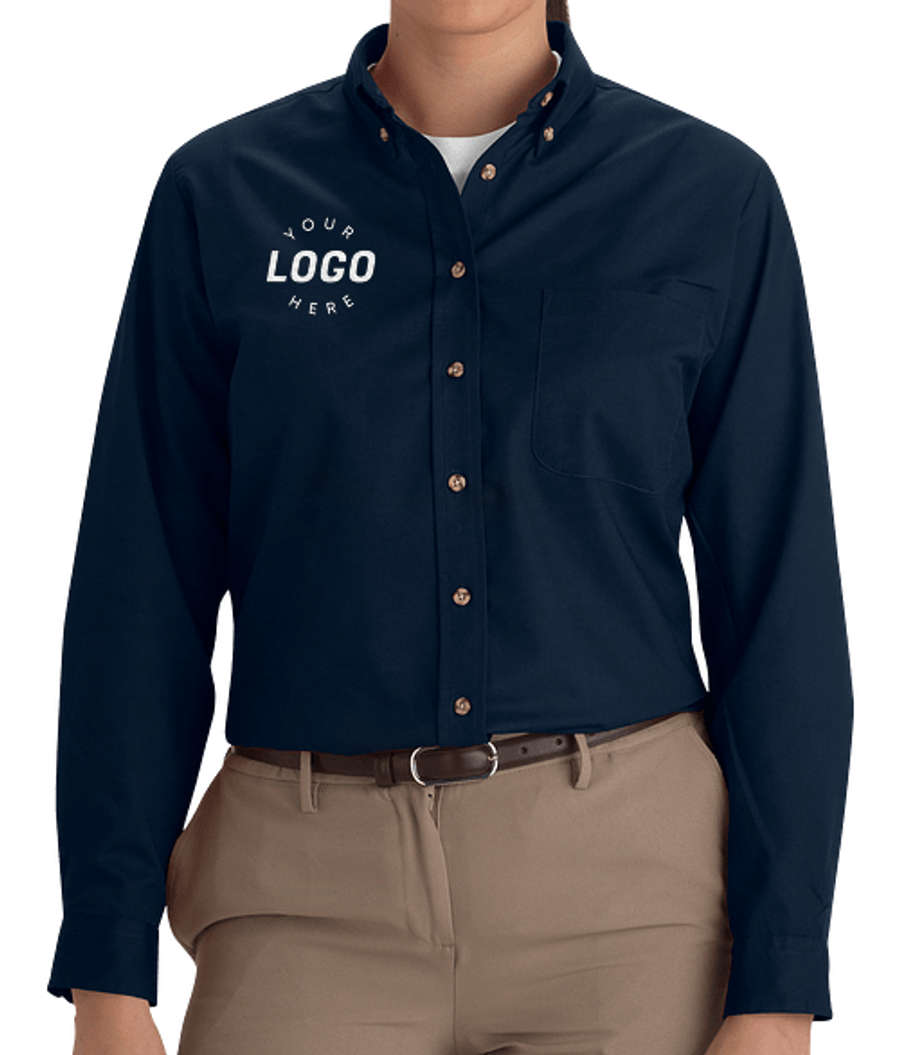 Edwards Women's Easy Care Poplin Dress Shirt in Navy