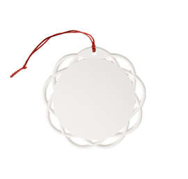Shatterproof Flat Ornament - Color: White with Red Cord