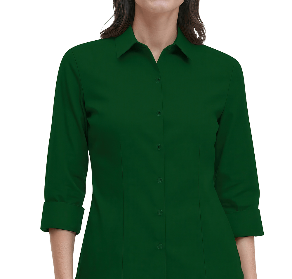 Blue Generation Women’s Fine Line Twill 3/4 Sleeve Shirt-default