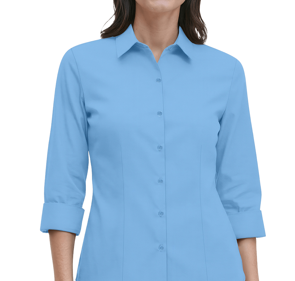 Blue Generation Women’s Fine Line Twill 3/4 Sleeve Shirt-default