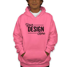 Gildan Youth Midweight 50/50 Pullover Hoodie - Color: Safety Pink