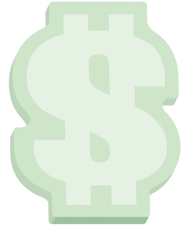 Full Color Dollar Sign Sticky Note - 4" x 3" - 25 sheets/pad (Case of 500)