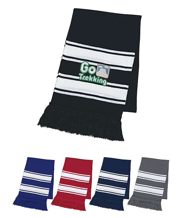 Two-Tone Knit Scarf with Fringe