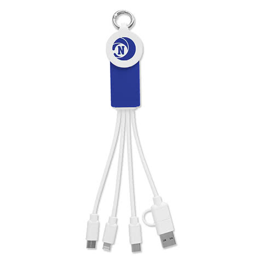 Recycled Multi-Charging Cable with Watch Dock in White with Black