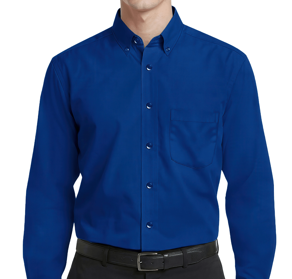 Blue Generation Superblend Poplin Matching Buttons Dress Shirt - Embroidered-default
