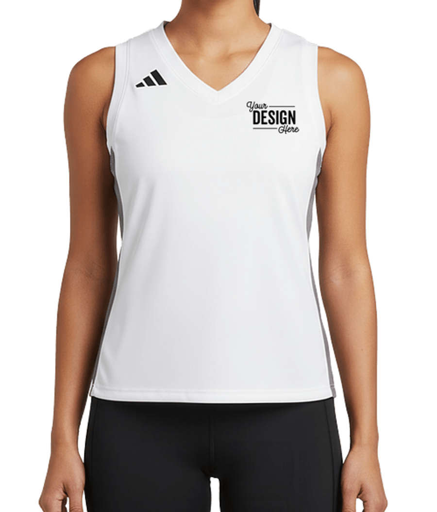 Adidas Women's Quickset V-Neck Sleeveless Performance Jersey in White