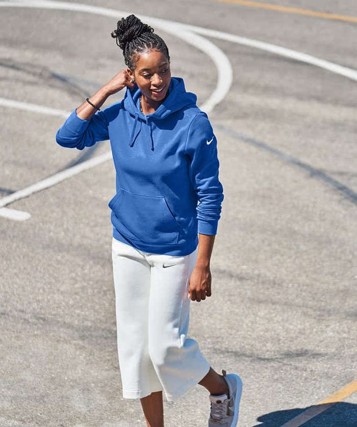 Nike Women's Club Fleece Sleeve Swoosh Pullover Hoodie