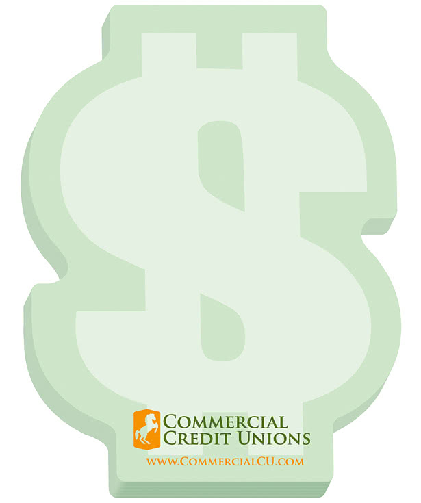 Full Color Dollar Sign Sticky Note - 4" x 3" - 25 sheets/pad (Case of 500)