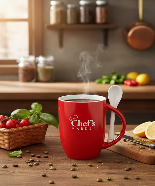 12 oz. Dapper Ceramic Mug with Spoon