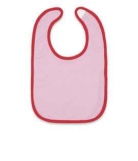 Rabbit Skins Contrast Trim Premium Jersey Baby Bib - Color: Pink / Red