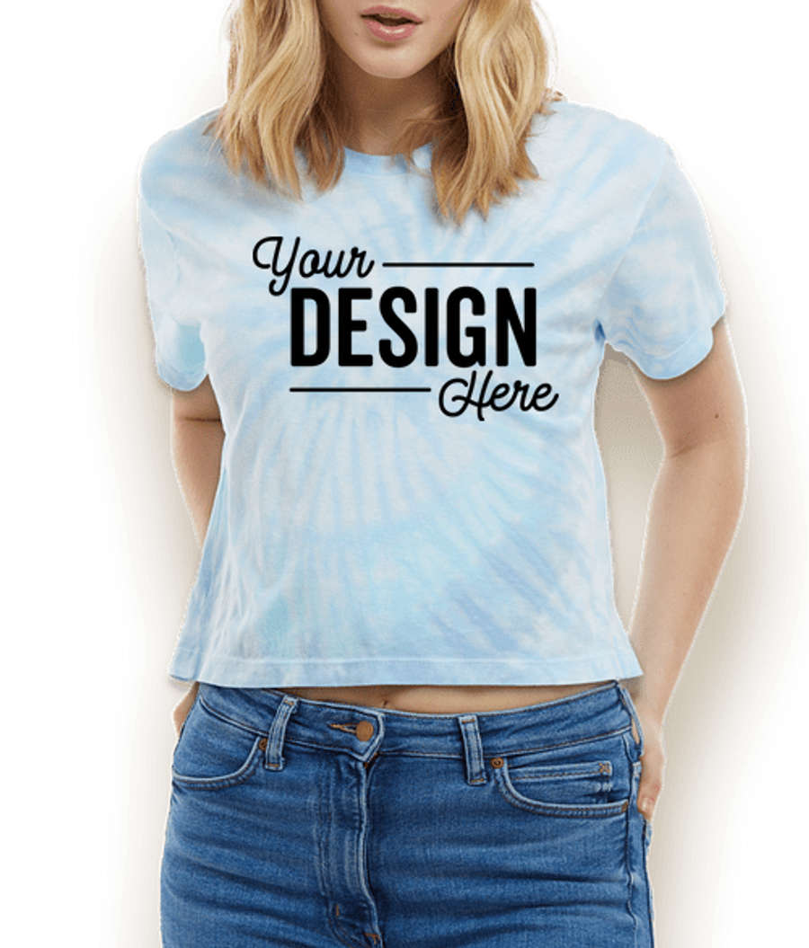 Colortone Women's Tie-Dye Jersey Blend Crop T-shirt in Lagoon