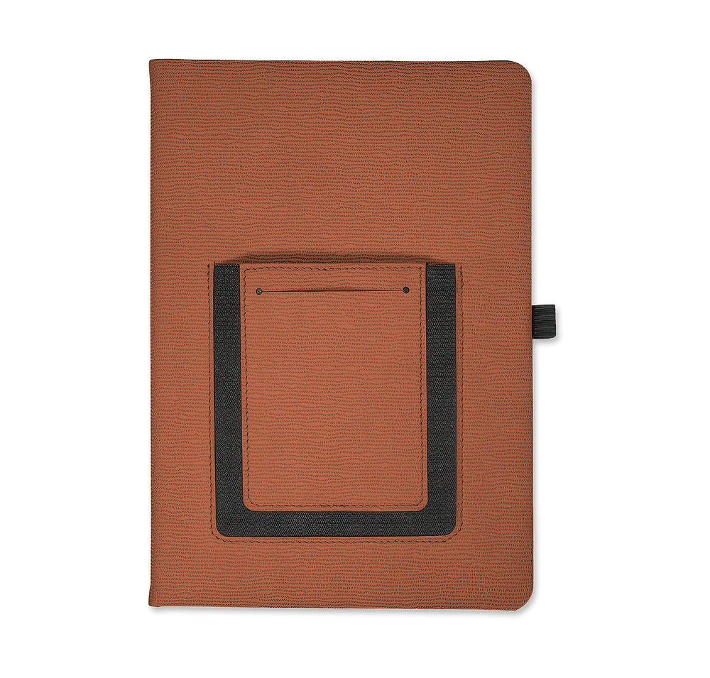 Debossed Leeman Roma Hard Cover Notebook with Phone Pocket-default