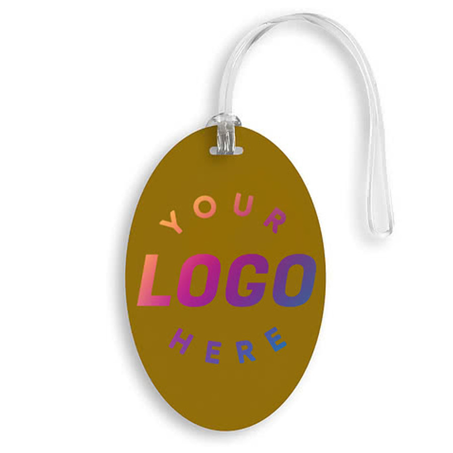 Full Color Oval Plastic Luggage Tag in White