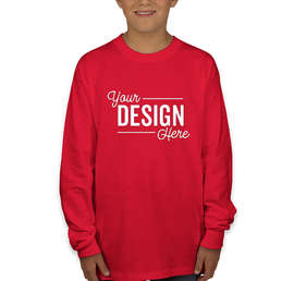 Hanes Youth Authentic Long Sleeve T-shirt - Color: Athletic Red