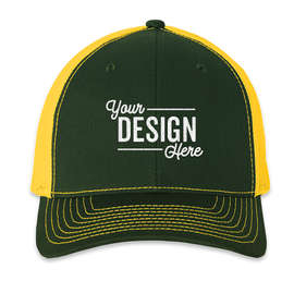 Richardson Snapback Trucker Hat - Color: Dark Green / Gold